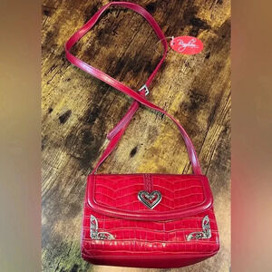 Red Bingham Crossbody Bag with Heart Detail.   New With Tags.